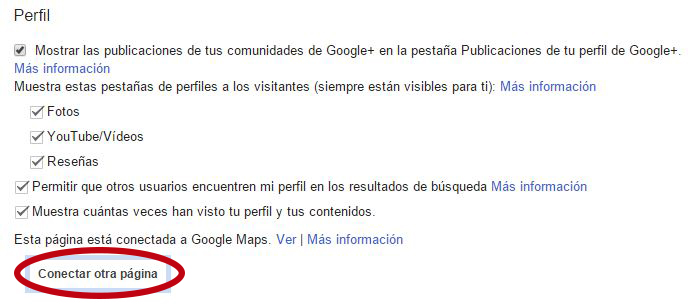 Fusión de páginas de Google +