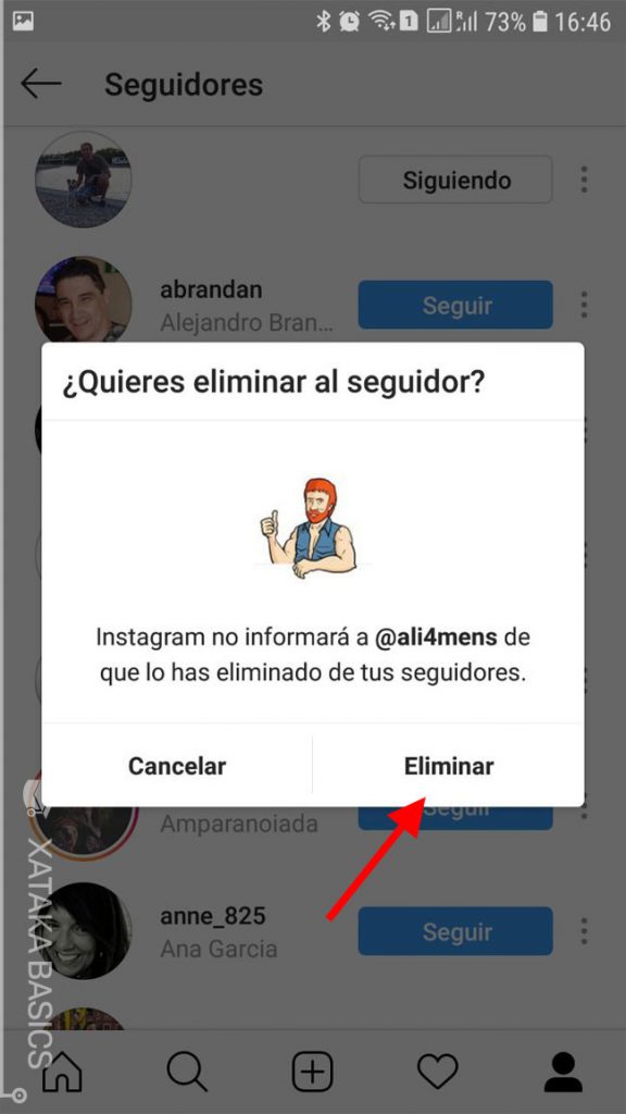 funciones instagram eliminar contactos