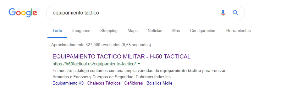 Posicionamiento Web de H-50 Tactical