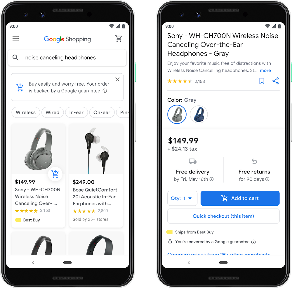 nuevo google shopping carrito azul