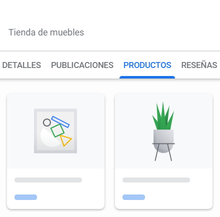 ejemplo productos a la ficha de google